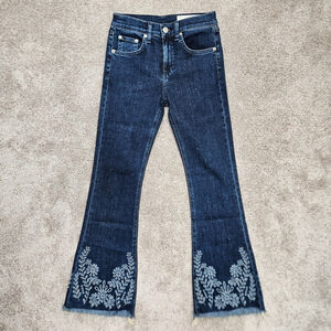 Rag & Bone Embroidered Crop Flare Jeans Womens 24 Raw Hem